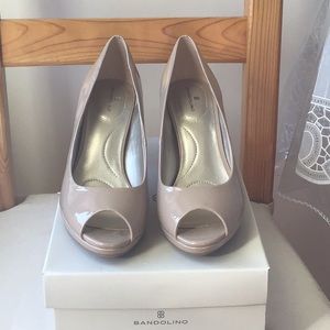 Bandolino patent peep toe heels